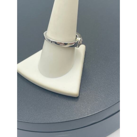 D’Joy Sterling Silver Rhodium Black Clear Pave Diamond Bar Band Ring Sz 9.25 - Picture 6 of 8